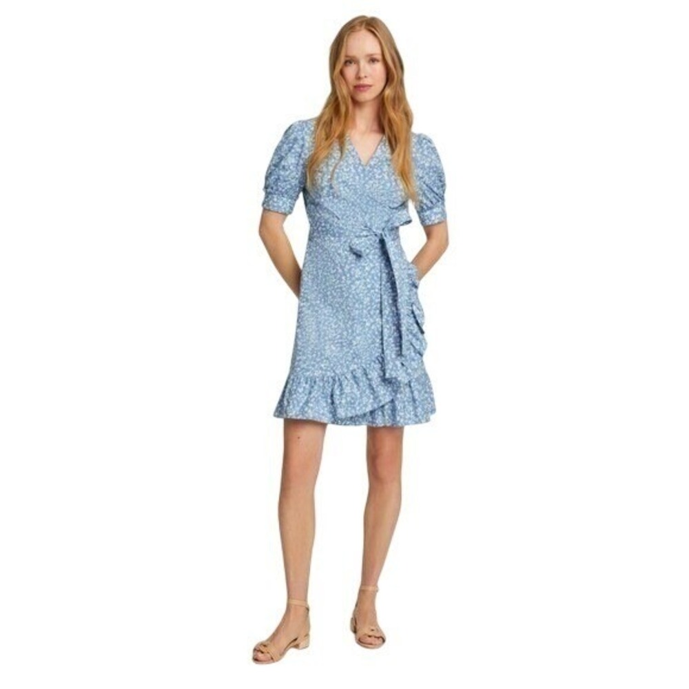 Draper James Reba Bluebell Wrap Dress Ruffle Hem Summer Spring Dress